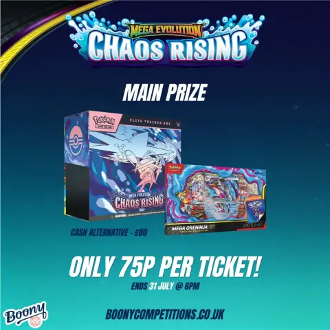 Win a Chaos Rising ETB + Mega Greninja ex Premium Collection