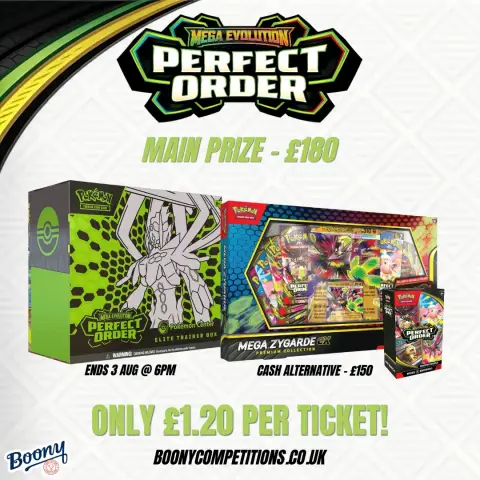 Win a Pokemon Center Perfect Order ETB + Mega Zygarde ex Premium Collection + Booster Bundle
